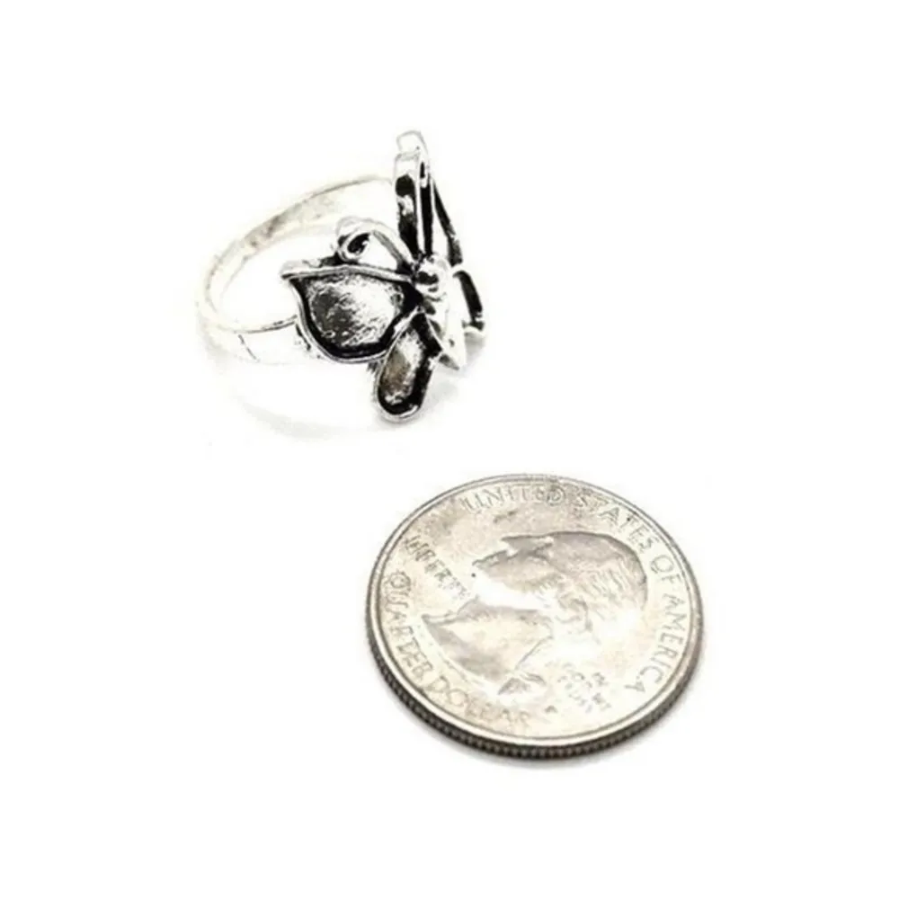 Burnished Silver Butterfly Ring - Image 2