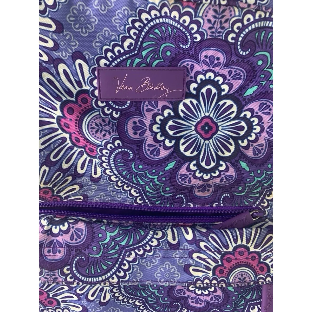 Vera Bradly Essential large Laptop Lilac Medallion Backpack - Image 3