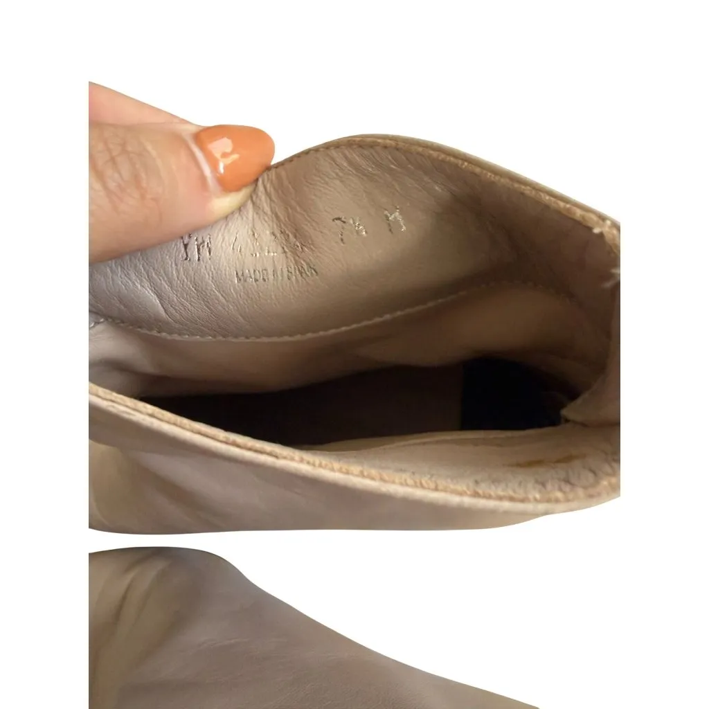 STUART WEITZMAN Juniper 70 Pale Gray Leather Tab Ankle Boots Size 7.5 - Image 10