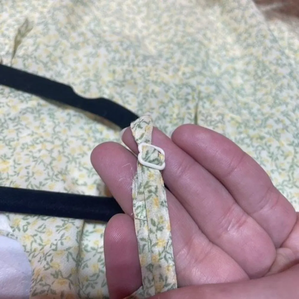 H&M Y2K Women's baby doll Floral Lined Sundress Yellow Green‎ Size XL Coquette - Image 11