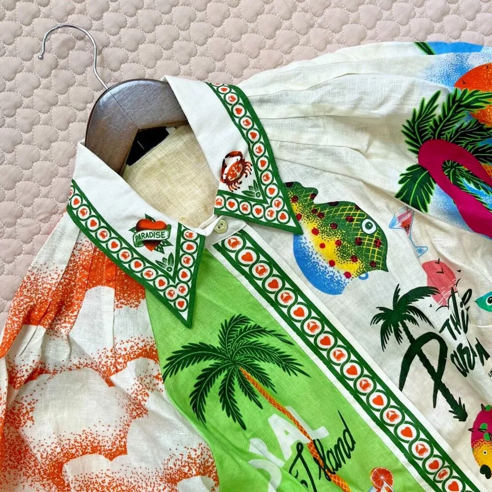 NWOT ALEMAIS Paradiso Linen Mini Shirtdress Size 6 Missing belt - Image 12