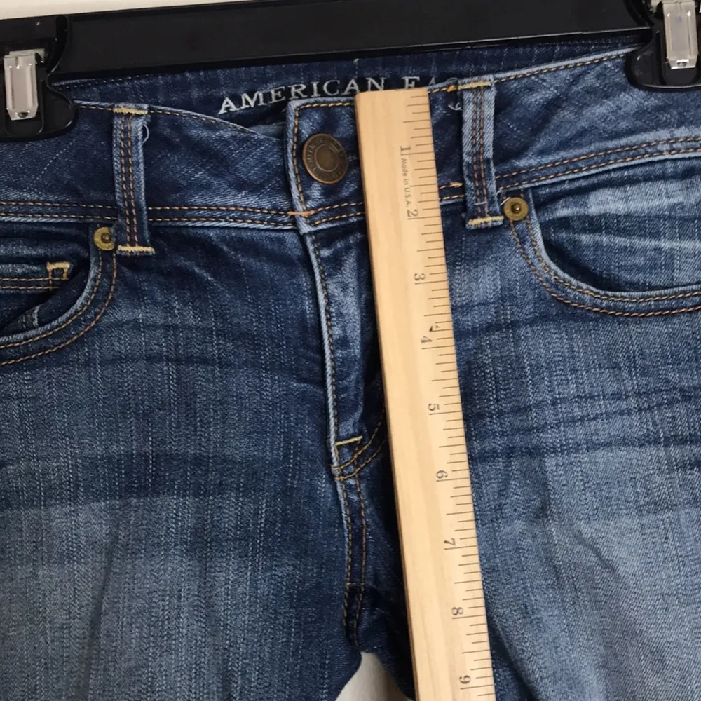 American eagle dark denim kick boot super stretch jeans size 4 short - Image 7