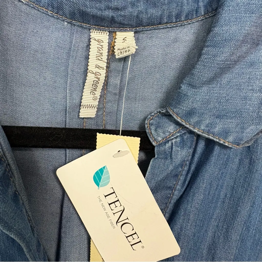 Grand & Green‎ Denim Button Down Shirt Size Small Blue - Image 6