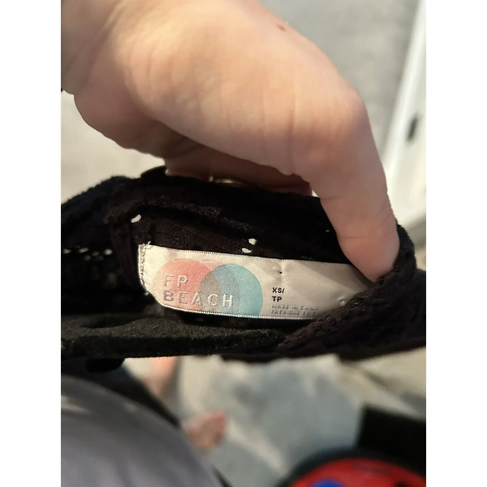 FP Beach Black‎ Eyelet Mock Neck Long Sleeve A-Line Mini Dress XS - Image 5