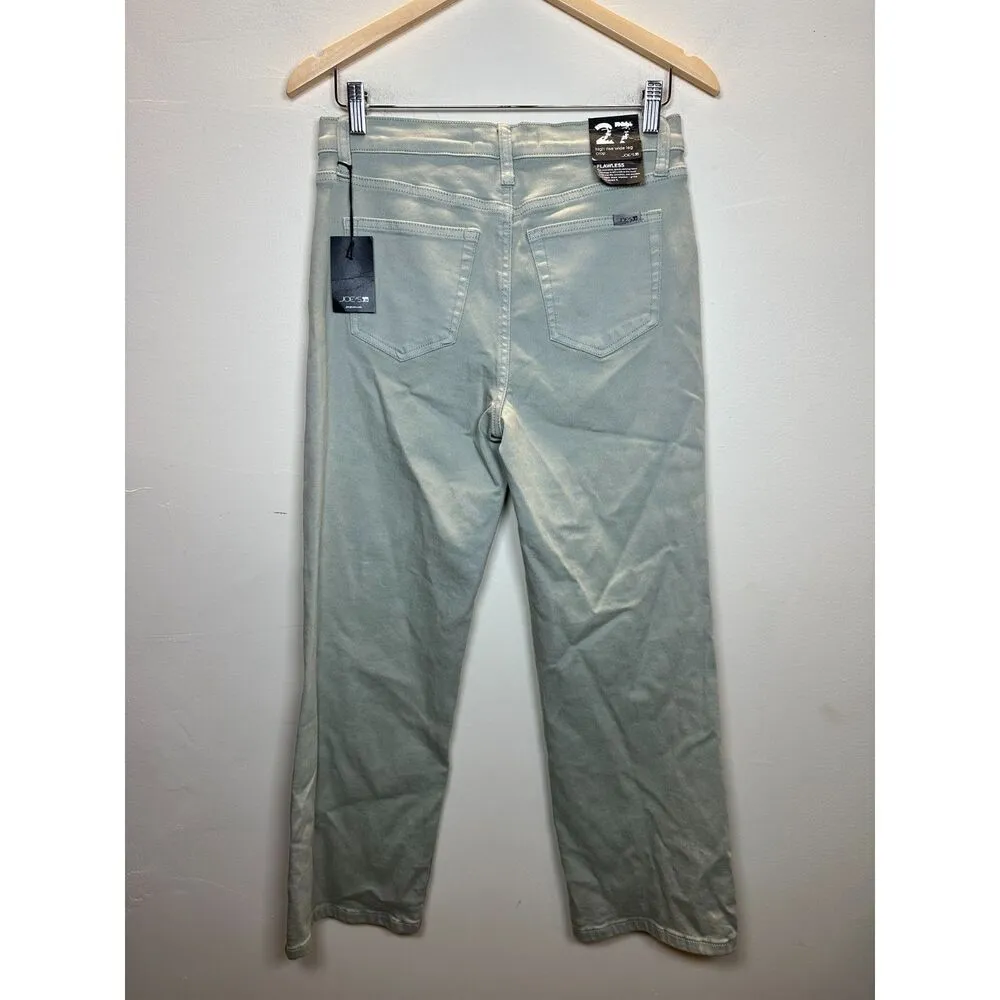 joe's jeans Joe's Women's Size 27 Gloss Green The Black High Rise Wide Leg Crop Jeans NWT - Image 6