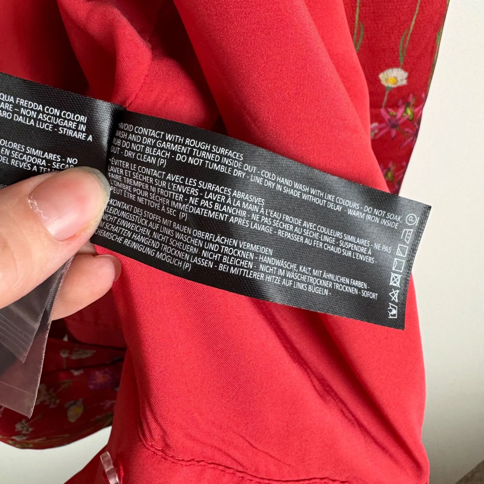 Keepsake Floral Wrap Blouse Size‎ XL Red Long Sleeve Peplum Romantic Feminine - Image 9