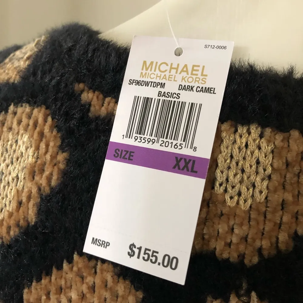 Michael Kors Crewneck Soft Dark Camel Sweater Fur Velour-Blend Size XXL NWT $155 - Image 10