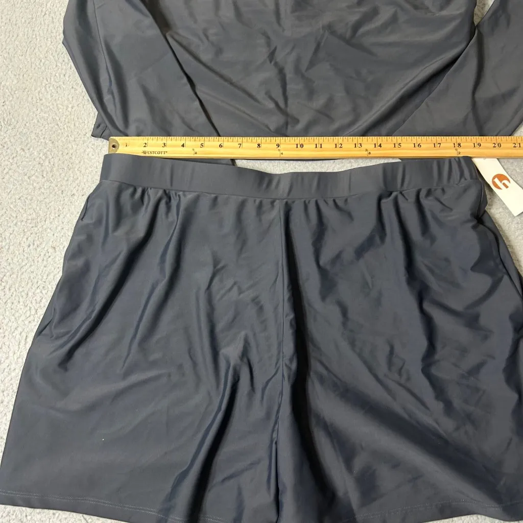 Honey Mark Swim Set 3XL Gray Salty Shorts Rash Guard Top‎ 2 Piece Set NEW Size undefined - Image 7