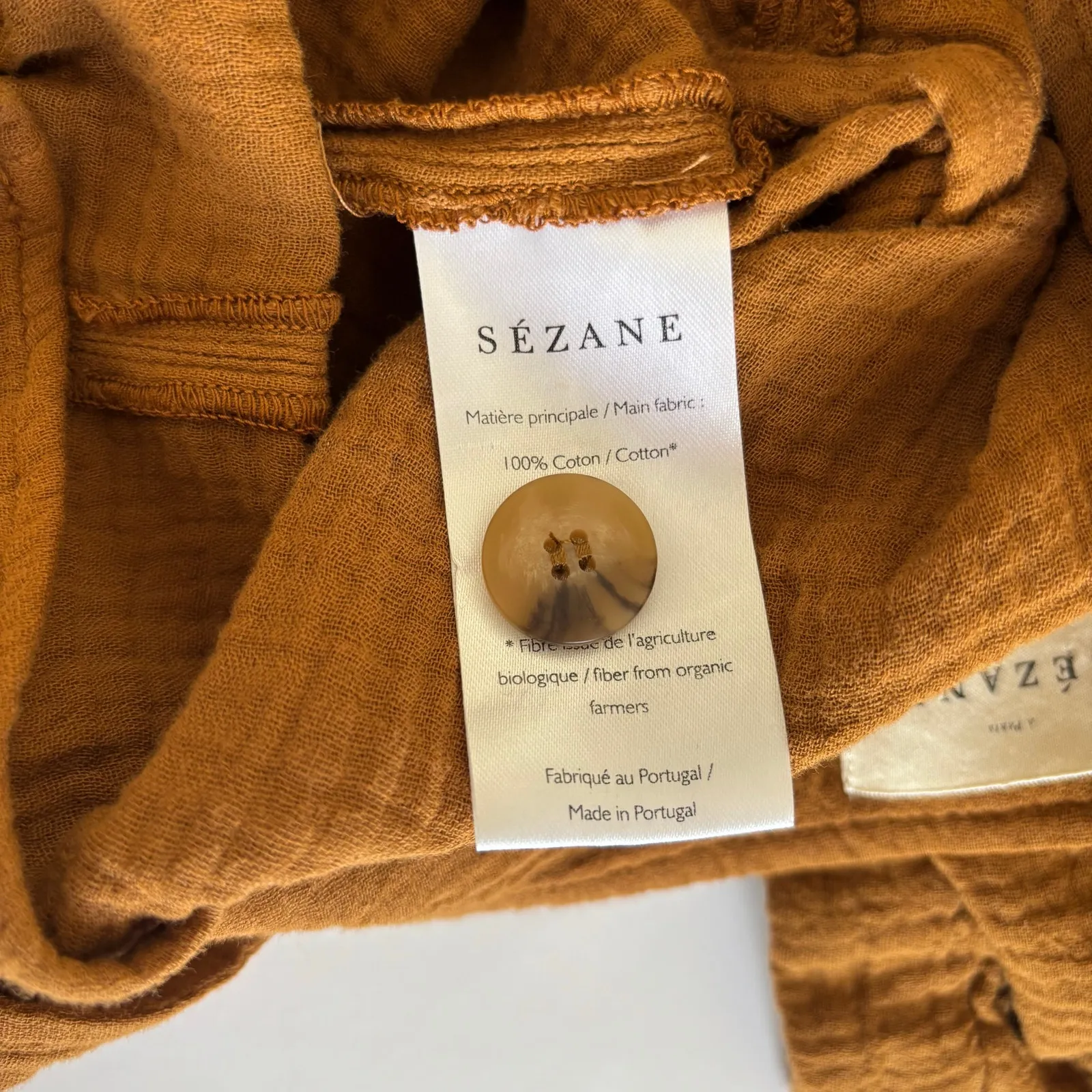 Sézane Federica Brown Short Romper Cotton Gauze Women’s Size FR 38 / US 6 - Image 7