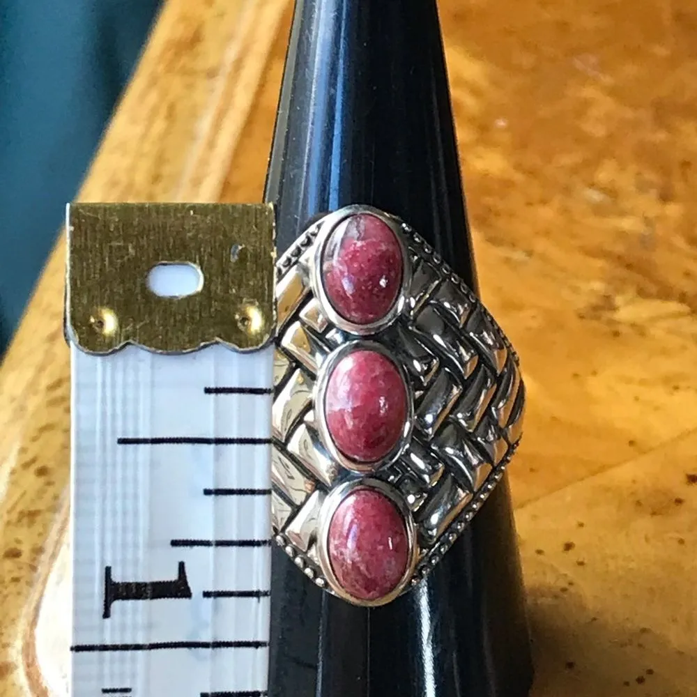 Norwegian Thulite Sterling Silver Ring Size 9 - Image 6