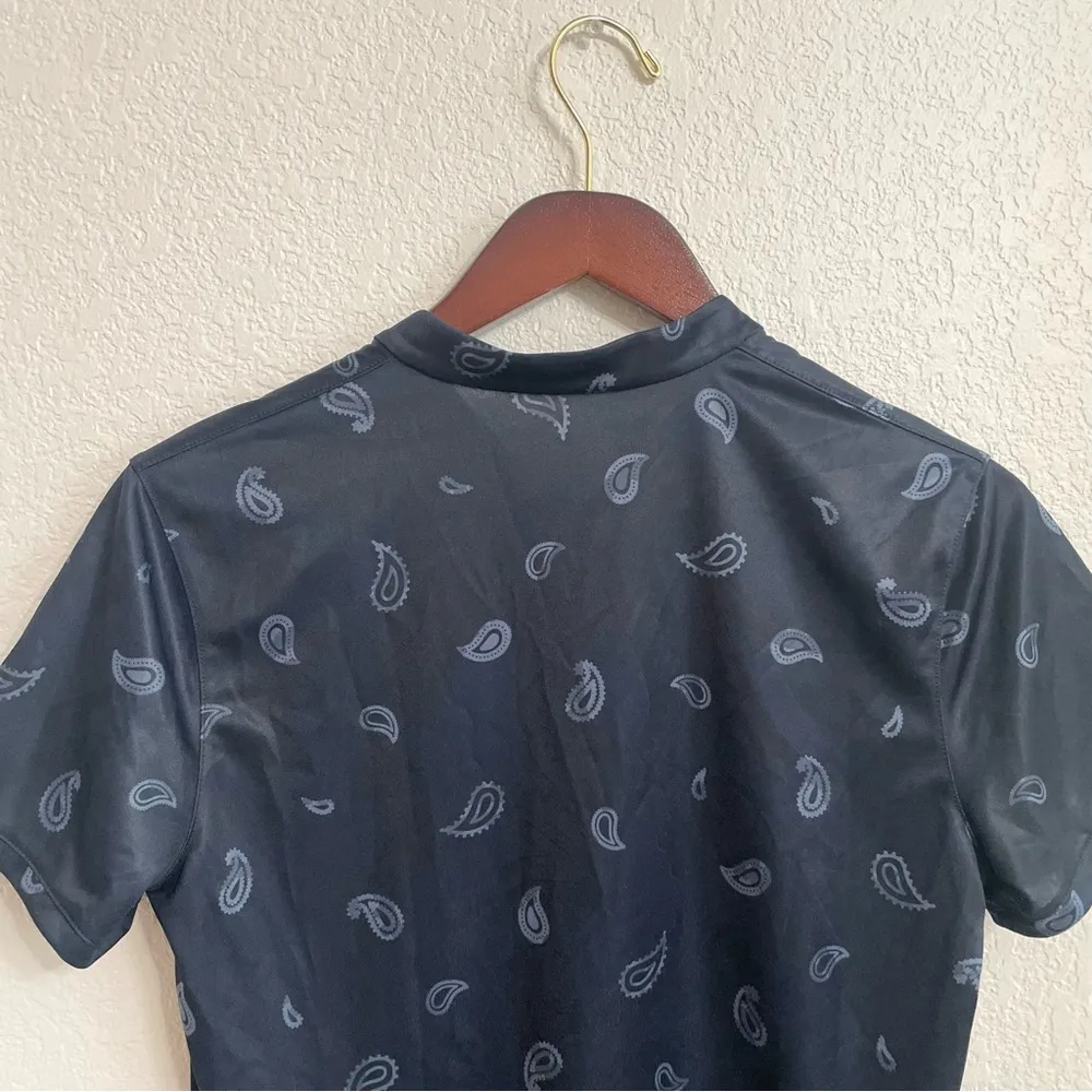 Nike Womens Shirt Top Blue Paisley Dri-Fit Victory Golf Short Sleeve Size Medium - Image 4