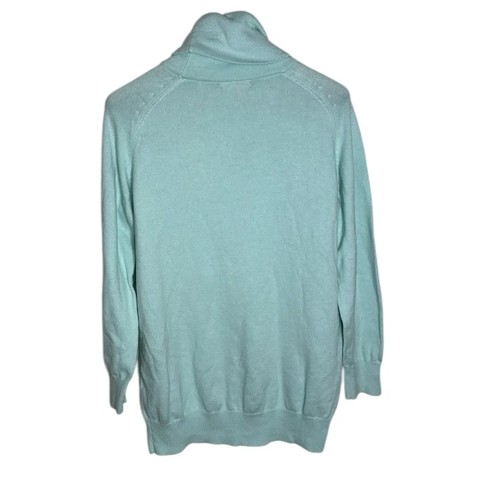 Lands' End Turtleneck Cotton wool pastel sea foam green sweater sz L (14 - 16) - Image 2