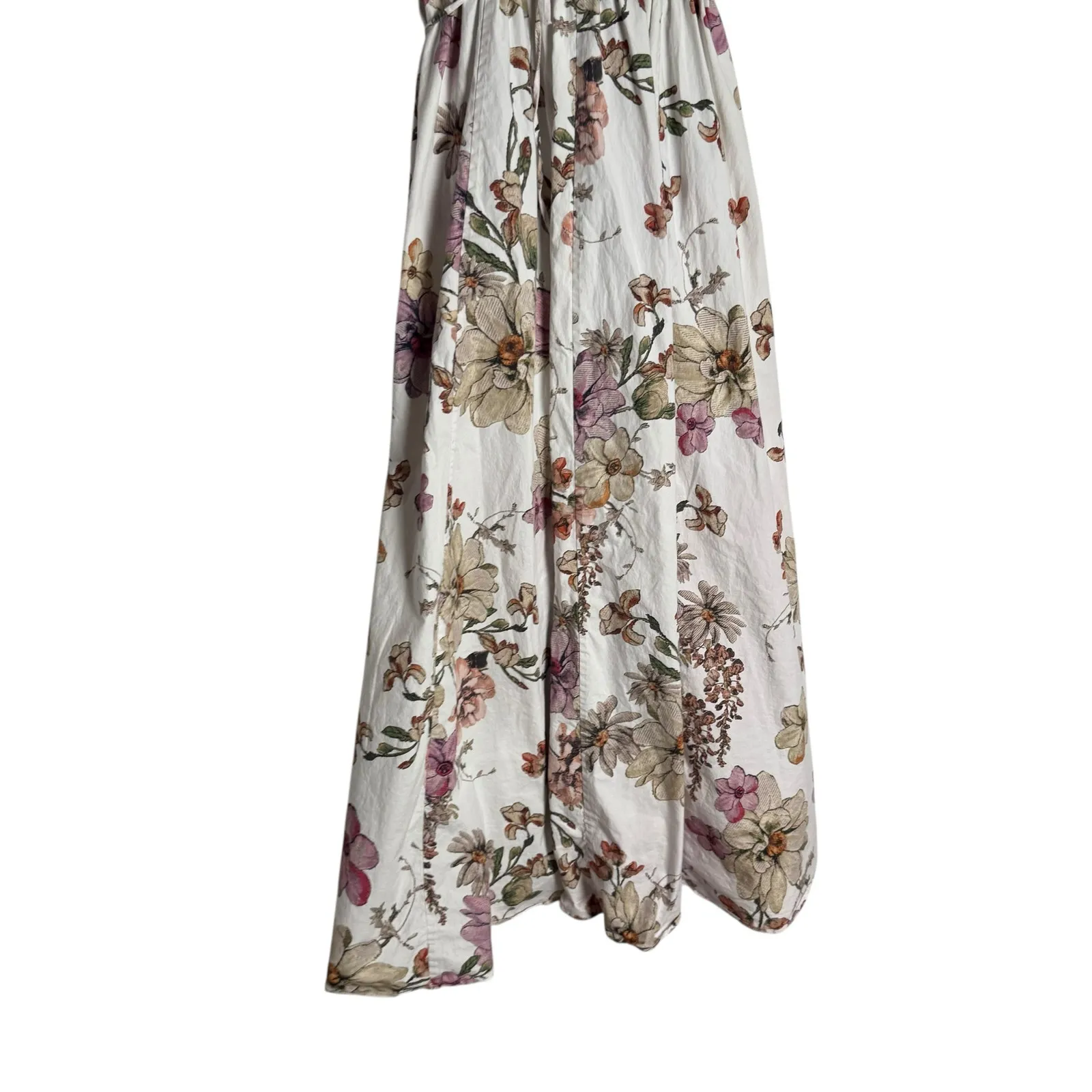 Adam Lippes White Garden Floral Print Shirred Short Sleeve Midi Dress Size 8 - Image 13