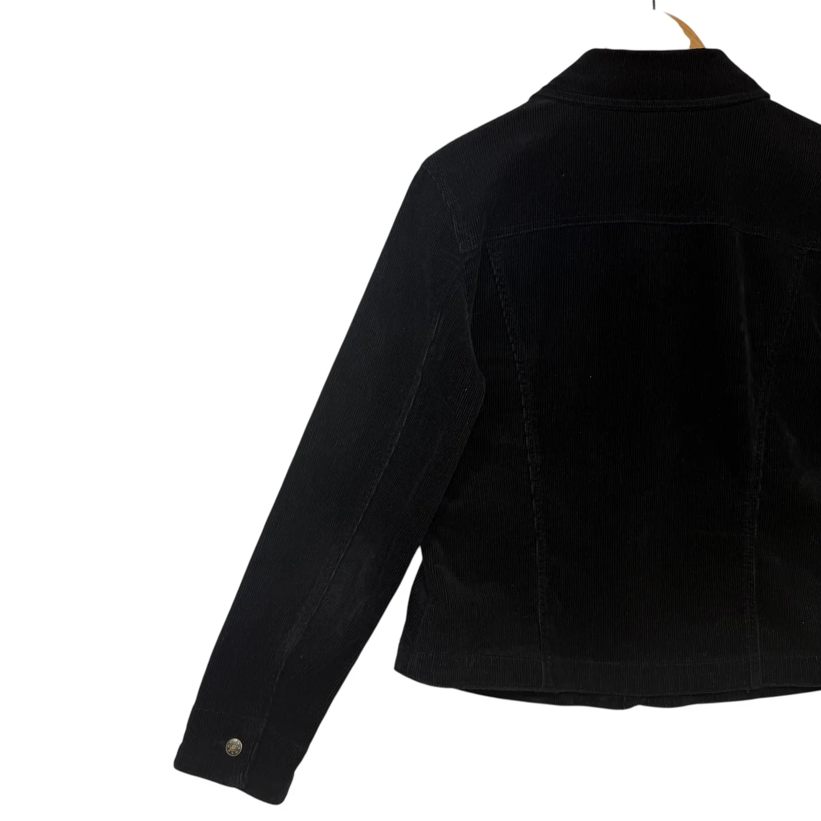 Black Corduroy Button Up Trucker Cotton Jacket Moto Edgy Comfy Streetwear Size M Size M - Image 8