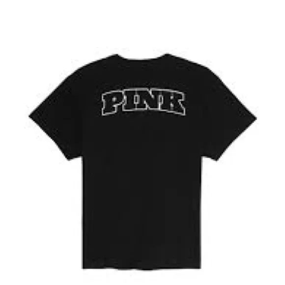 PINK Victoria's Secret Black Cuffed Sleeve Relaxed T-Shirt‎ - Image 2