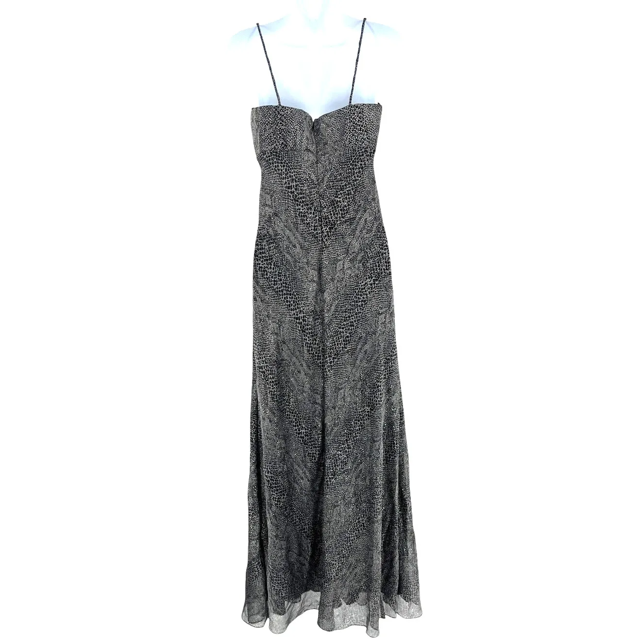 Vtg Y2K Night Way Slip Dress Sz 4 Empire Waist Glitter Cowl Mob Wife Vampy USA Gray - Image 6