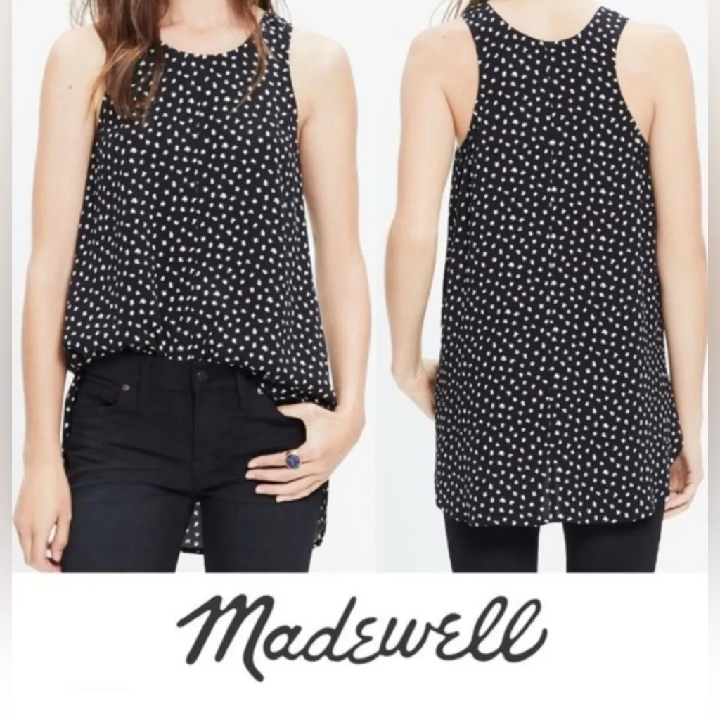 Madewell Women's Medium Racerback Tank Top Blouse Star Flurry Curved Hem Shirt - Image 3