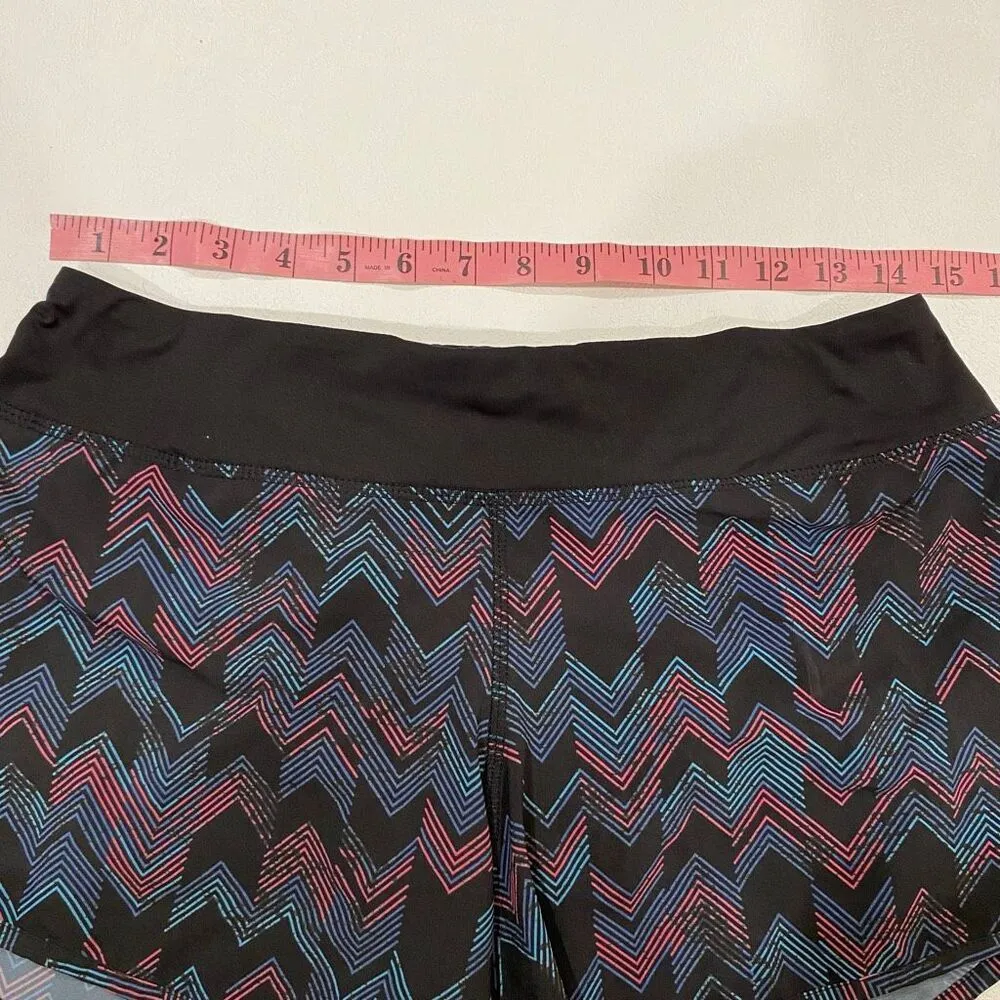 Rabbit Running Shorts Multicolor Zig Zag Print Black Size Medium - Image 5