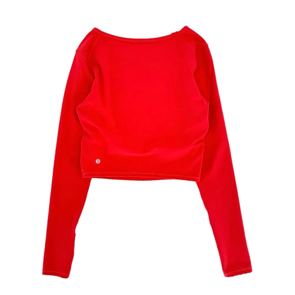 Lululemon Wunder Train‎ Cropped Long Sleeve Shirt Large Pink Punch Athleisure - Image 4