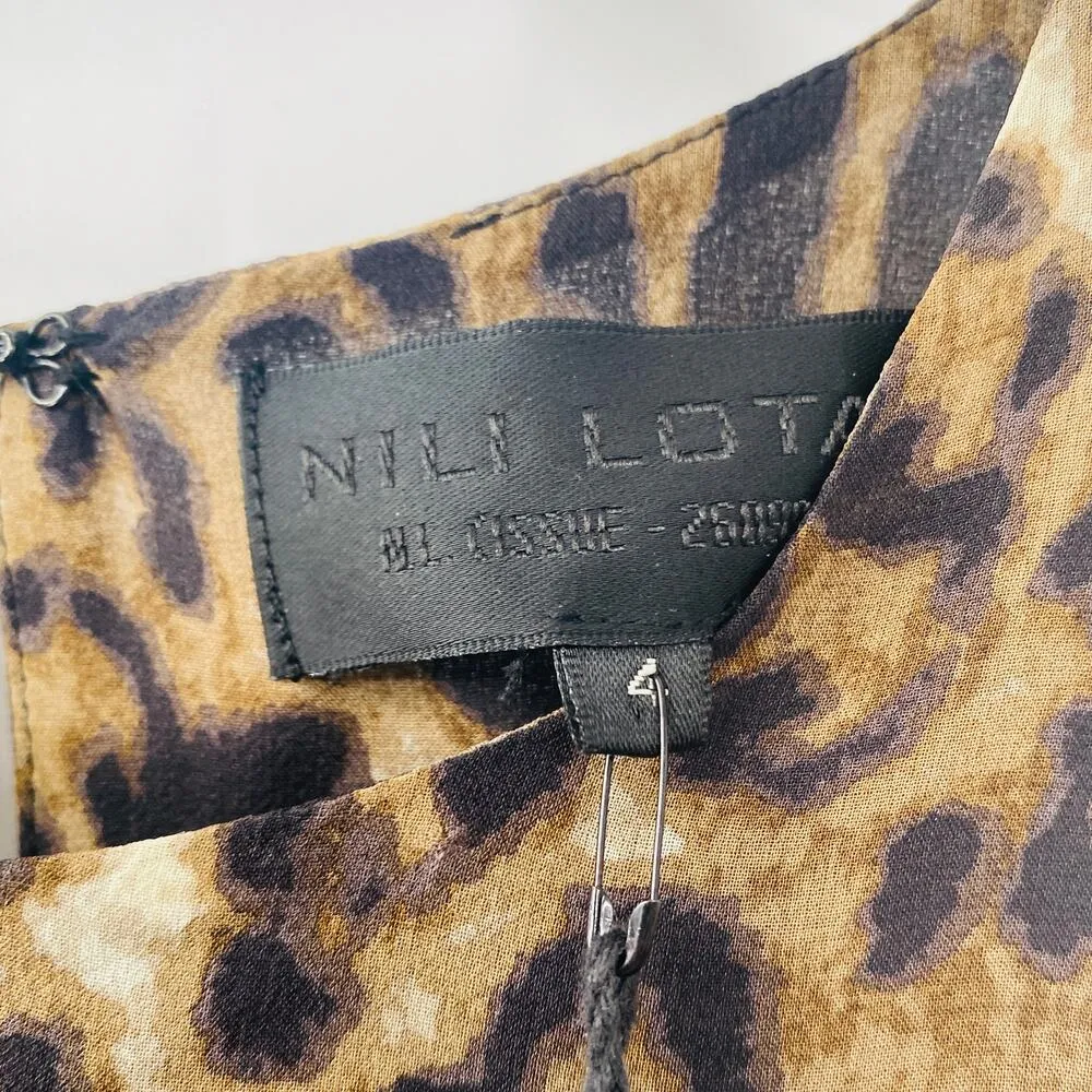 NEW Nili Lotan Rebeca Dress Brown Leopard Animal Print Silk $895 Sz 4 Chiffon - Image 7