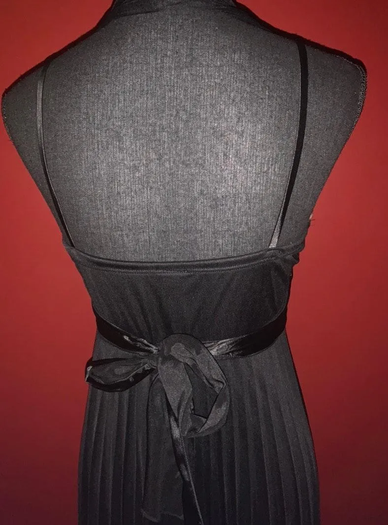 Neon Black Sheer Halter Top Dress Size M - Image 5