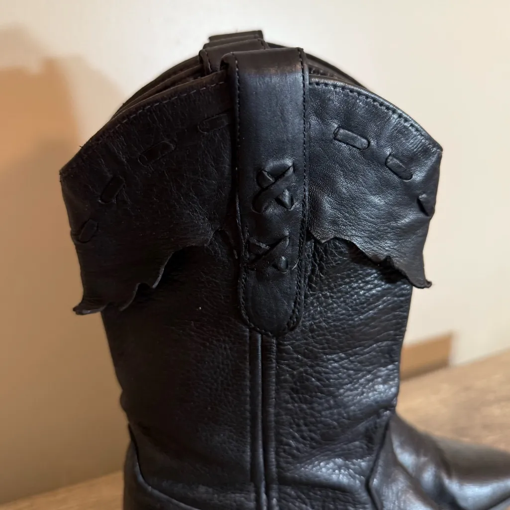 Vintage 90s Laredo Black Leather Cowboy Boots Women’s Size 5.5 USA Made Western - Image 2