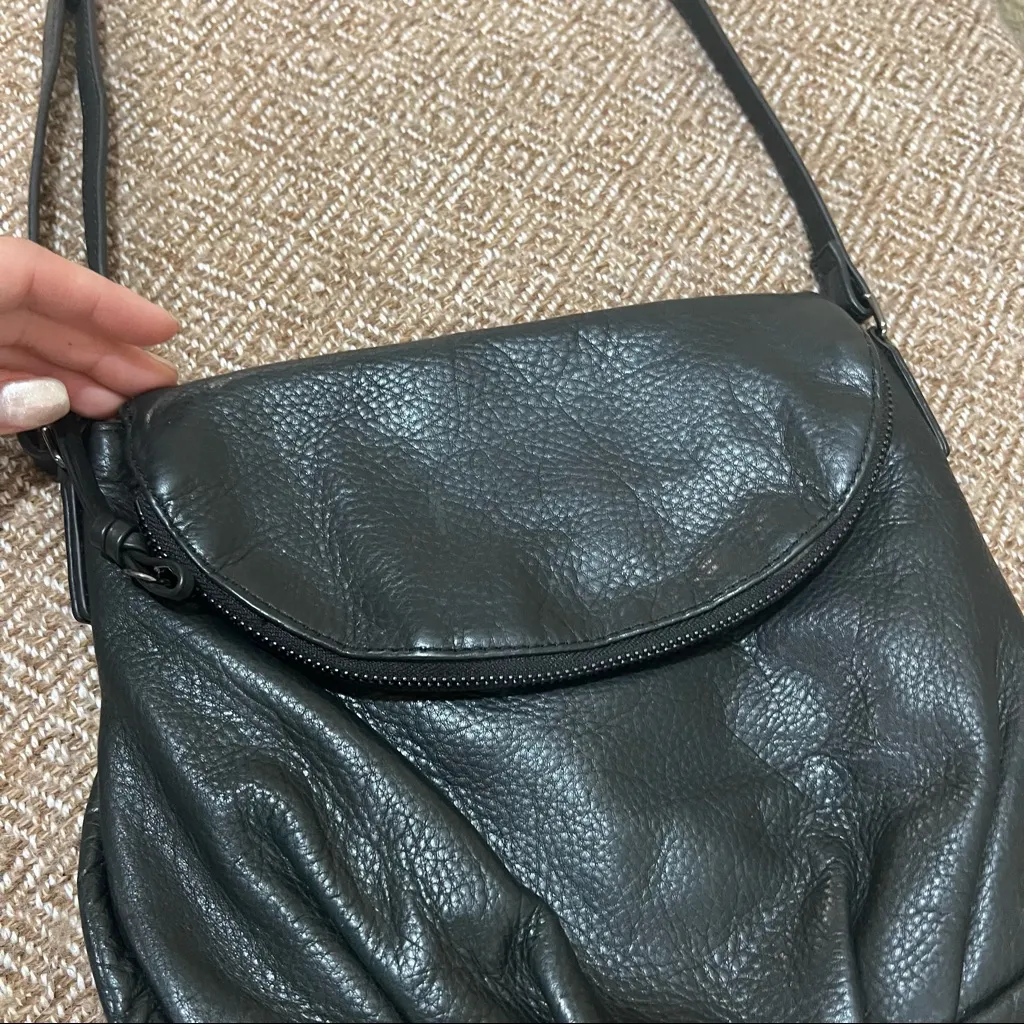 Margot Black Genuine Leather Crossbody Shoulder Bag Small Zip Closure Pockets - Image 8