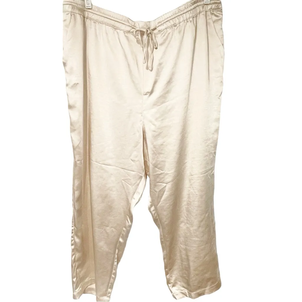 SKIES ARE BLUE Plus Size 2X Cream Satin Waist Tie‎ Pants NEW - Image 2