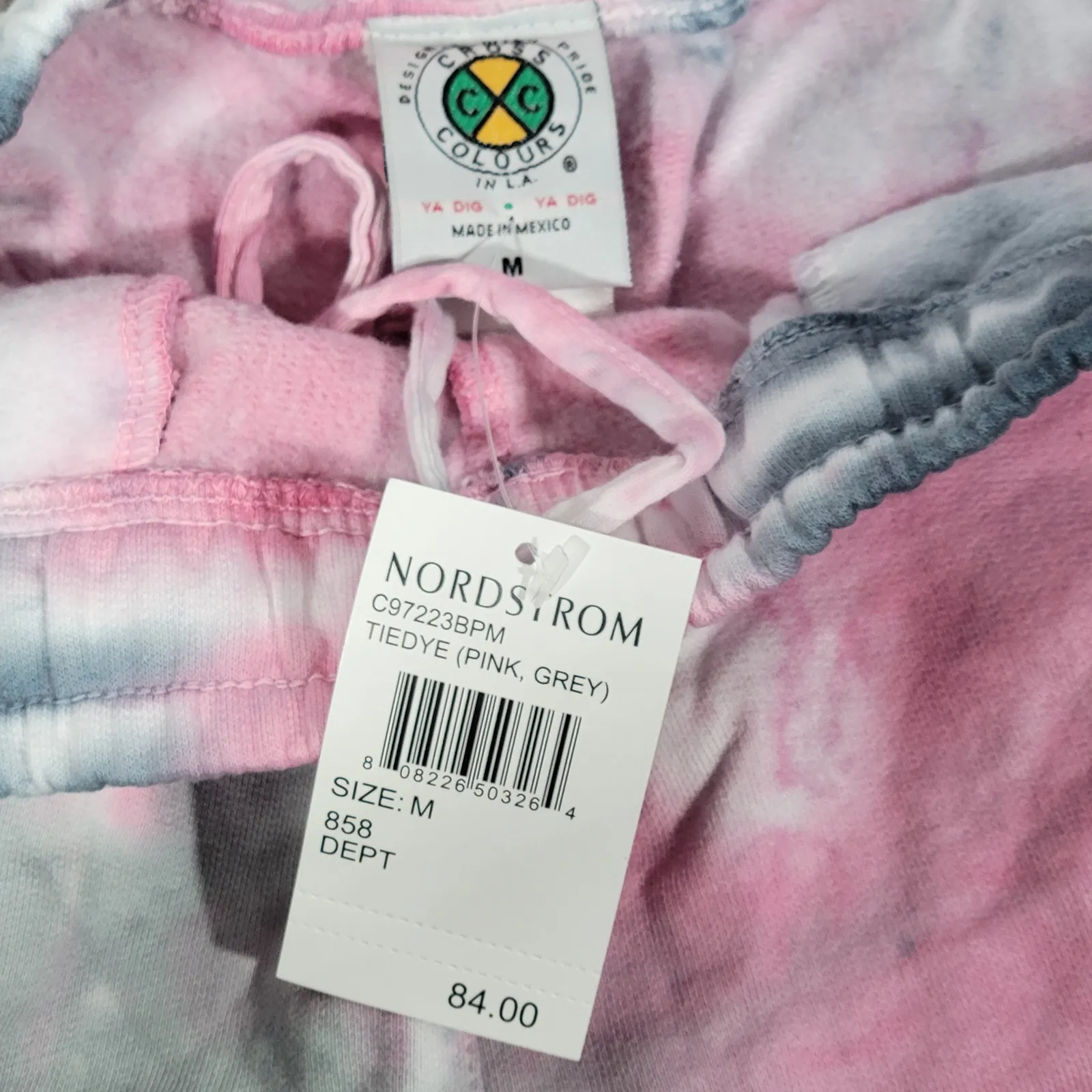 Cross Colours Pink Grey Tie Dye Sweat Shorts Leont Bell Missing Size M Size M - Image 3