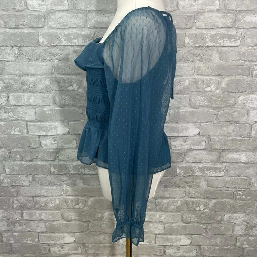 LC Lauren Conrad Smocked Swiss Dot Top - Image 3