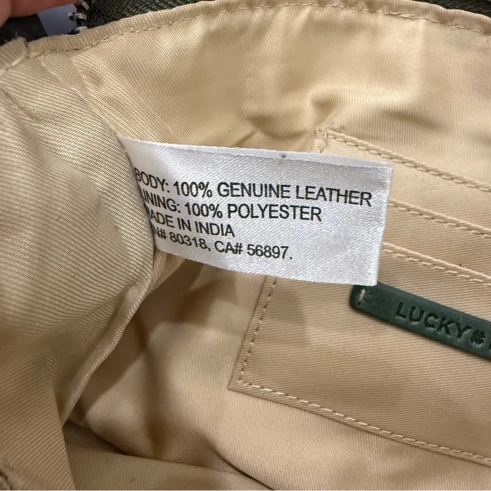 LUCKY BRAND Olive Green Genuine Leather Woven Strap Wristlet Mini Shoulder Bag - Image 15