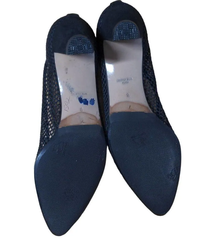 Walter Steiger Womens Classic Pump Heel Black Mesh Mid Almond Toe 7 B - Image 8