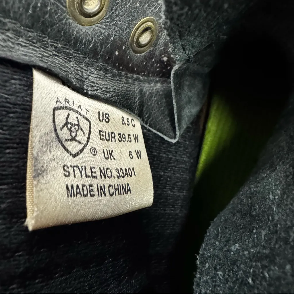 Ariat Cobalt Black Leather Kiltie Tassel Lace Up Equestrian Roper Boots Size 8 - Image 7