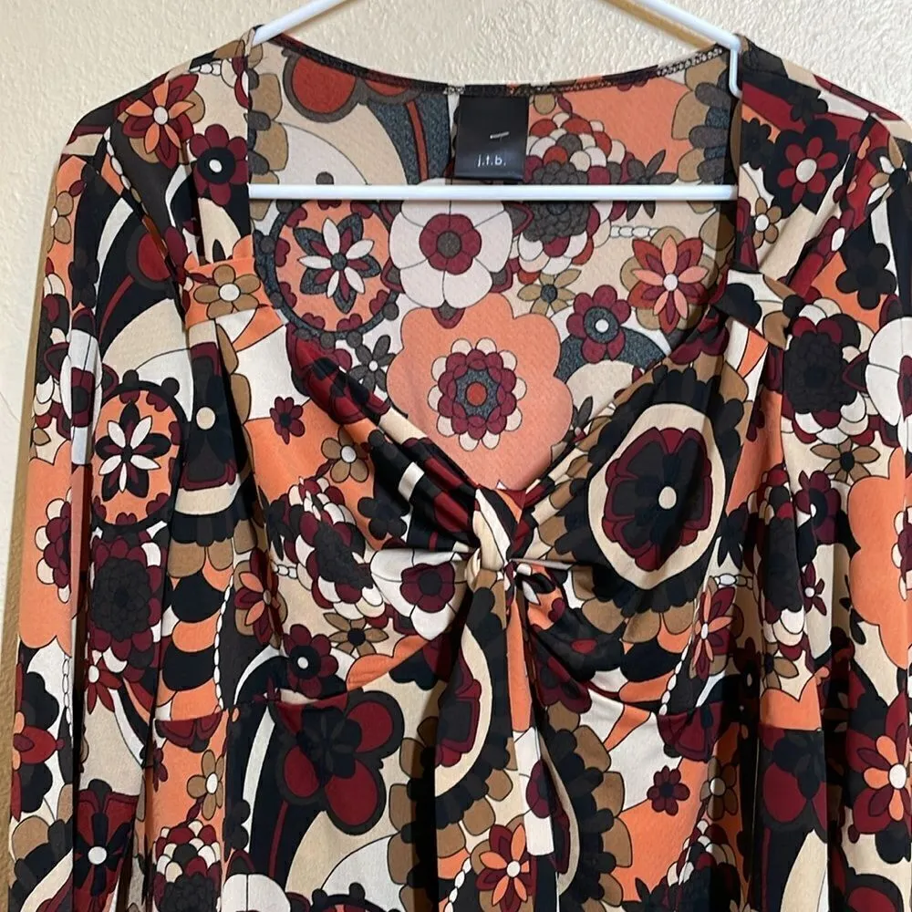 Retro Boho Floral Print 70s style top size XL - Image 3