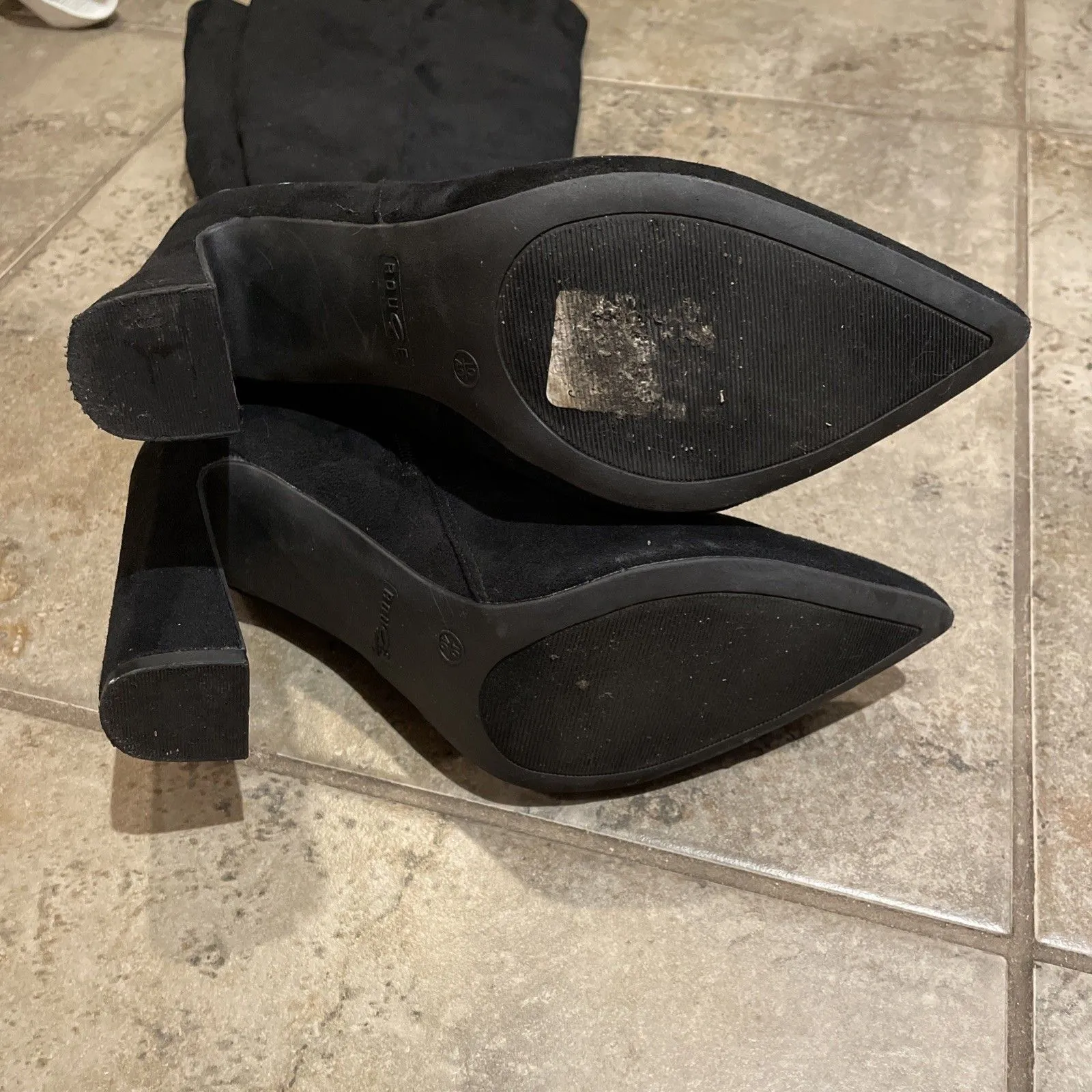 Rouge Helium Zenon Black Faux Suede Knee High Boots Womens Size 10 - Image 5