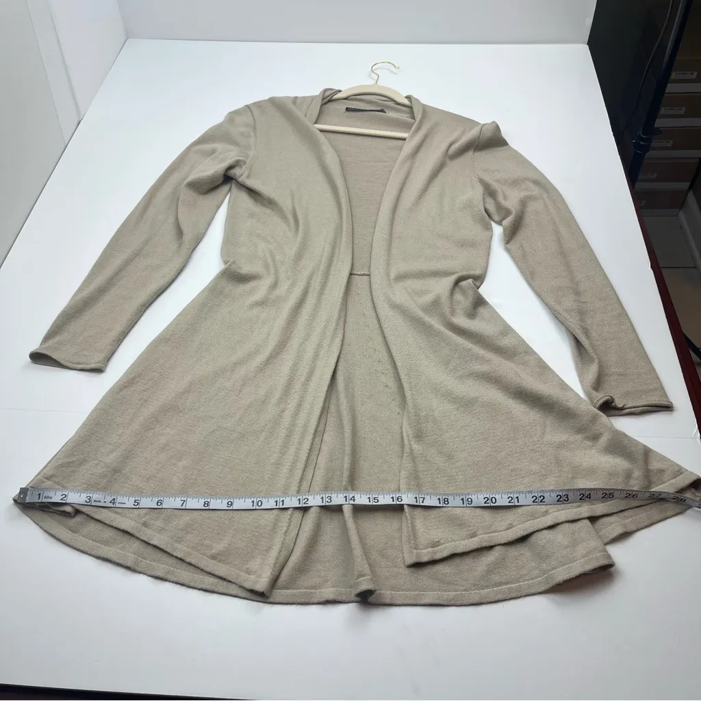 Peruvian Connection Open Front Cardigan Sweater‎ Tan Medium Long Sleeve *FLAWED - Image 8