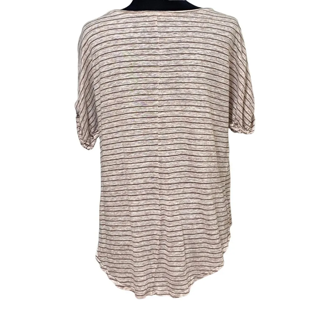 Michael Stars Linen Stripe High Low Top Boho Beachy Slouchy Lightweight Medium - Image 4