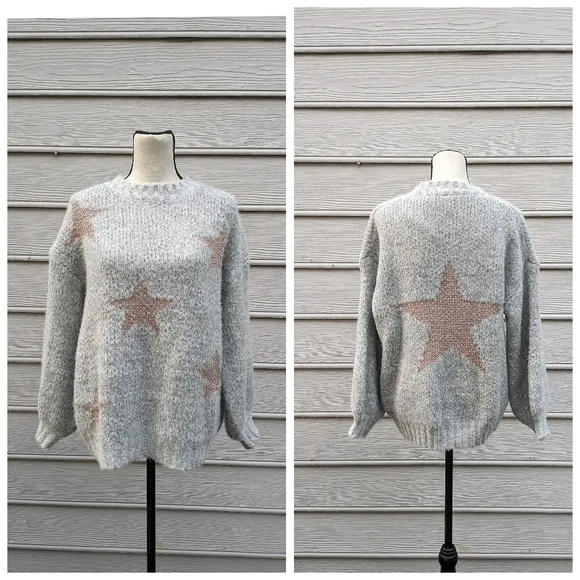 Wishlist Oversize Gold Star Sweater Small/Medium - Image 2