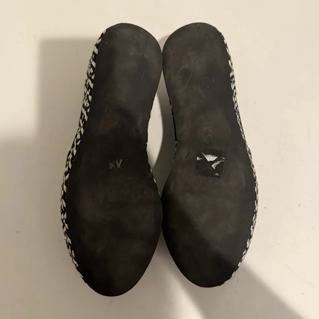 ALL SAINTS Bora Platform Espadrilles Loafer Black White Woven and Suede Size 38 - Image 8
