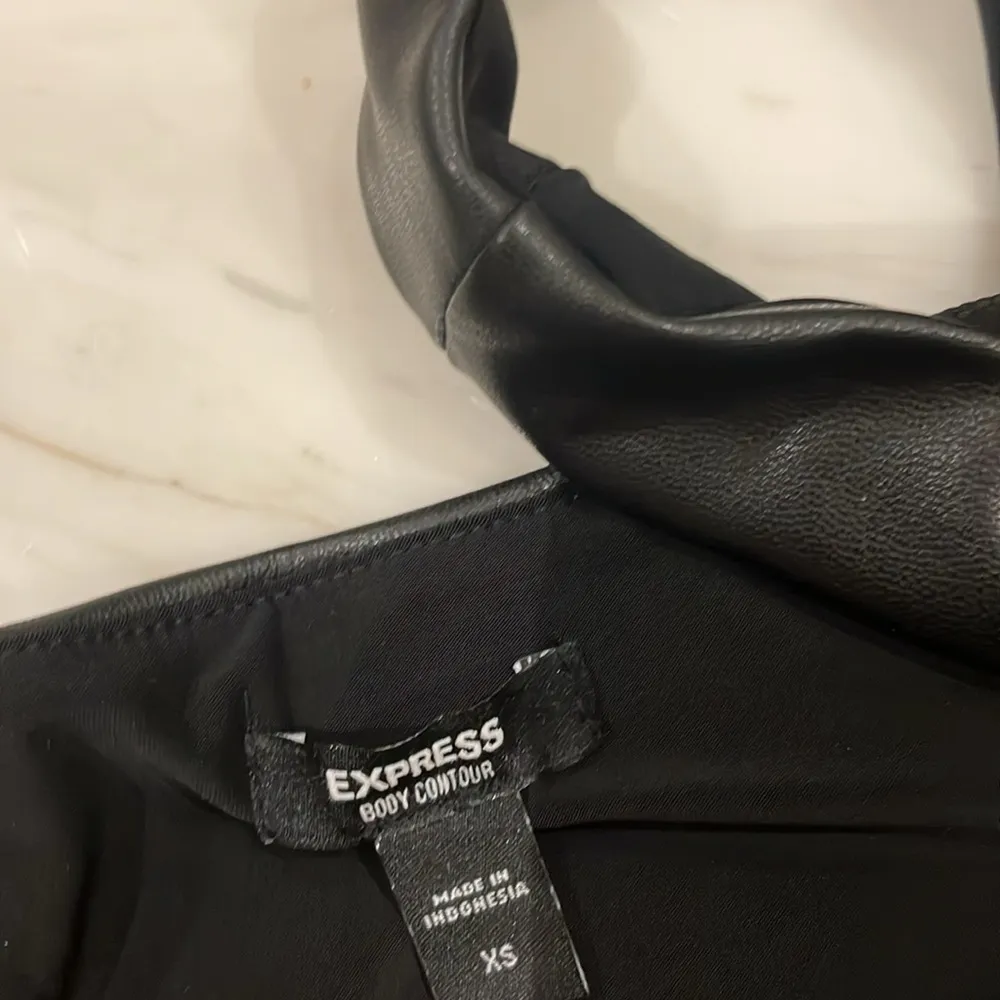 Body Contour Leather Top and Skirt Set - Image 4