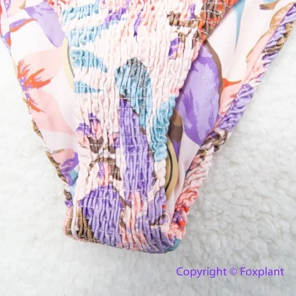NEW Free‎ People Citrine Dakota aloha blooms floral bikini bottom, size S Purple - Image 8