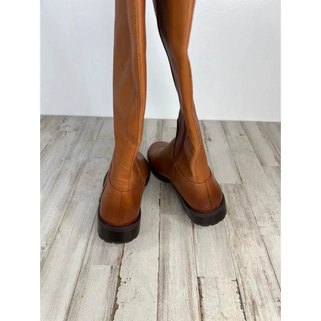 Nordstrom LEA Boots Womens Size 5.5 Tan Riding Knee-High Side Zip Classic - Image 7