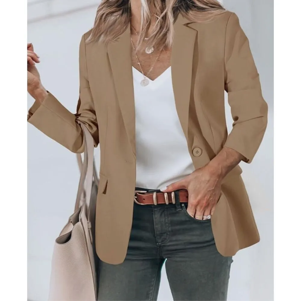 NEW Cicy Bell women’s tan casual button front blazer sz XL office preppy minimal - Image 2