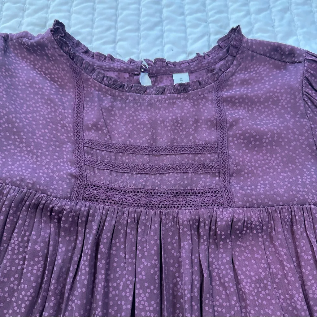 Gentle Fawn Burgundy Polka Dot With flare Long Sleeve Blouse - Image 10