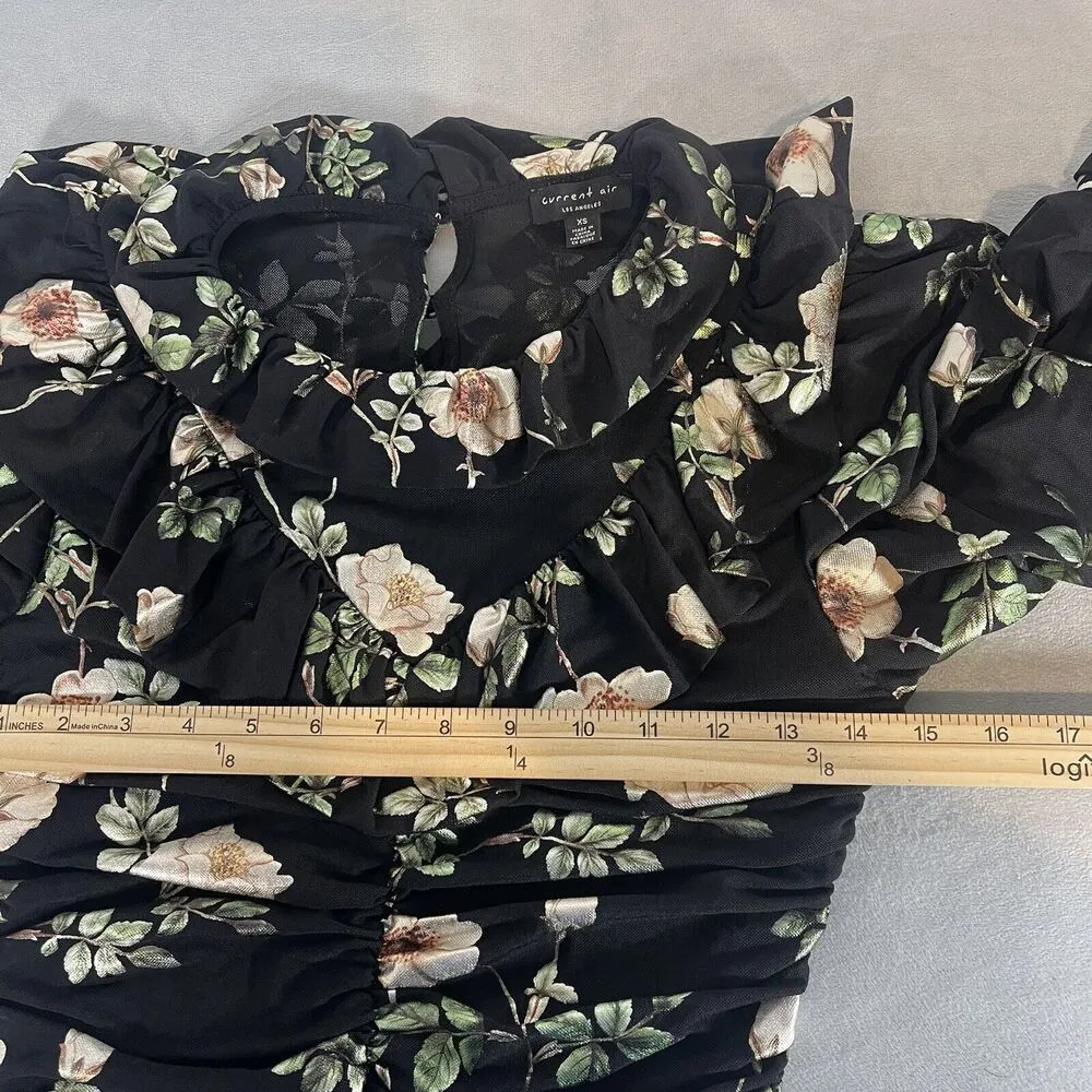 Current Air Anthropologie Dress XS Green Floral Maxi CottageCore Peasant Regency - Image 15