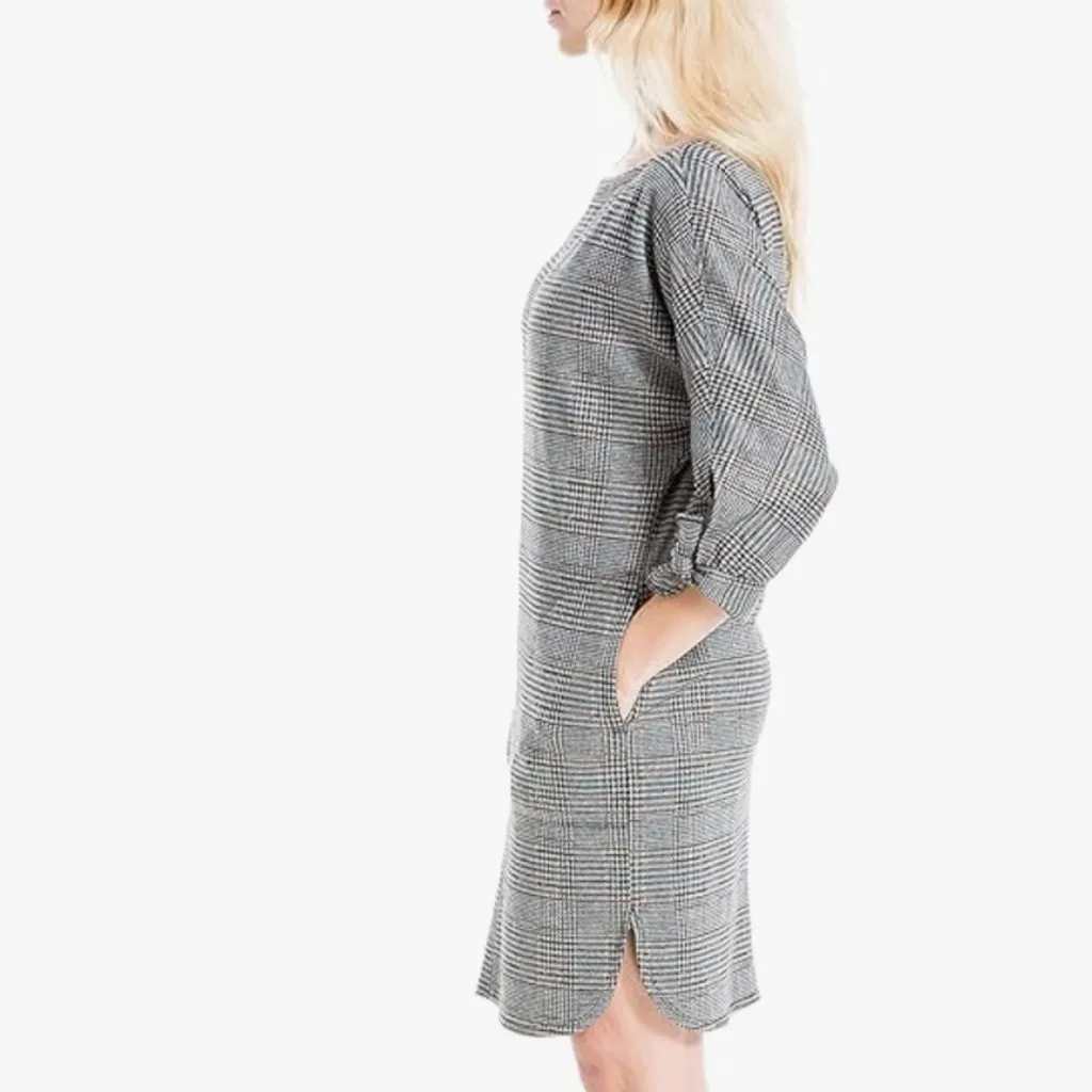 NWT Max Studio Women's Double Knit 3/4" Tie Sleeve Dress Houndstooth - Image 3
