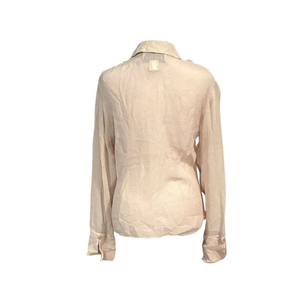 Jones Wear Vintage Silk Blouse Button Up Cream Ruffles Womens Size 6 Workwear - Image 2