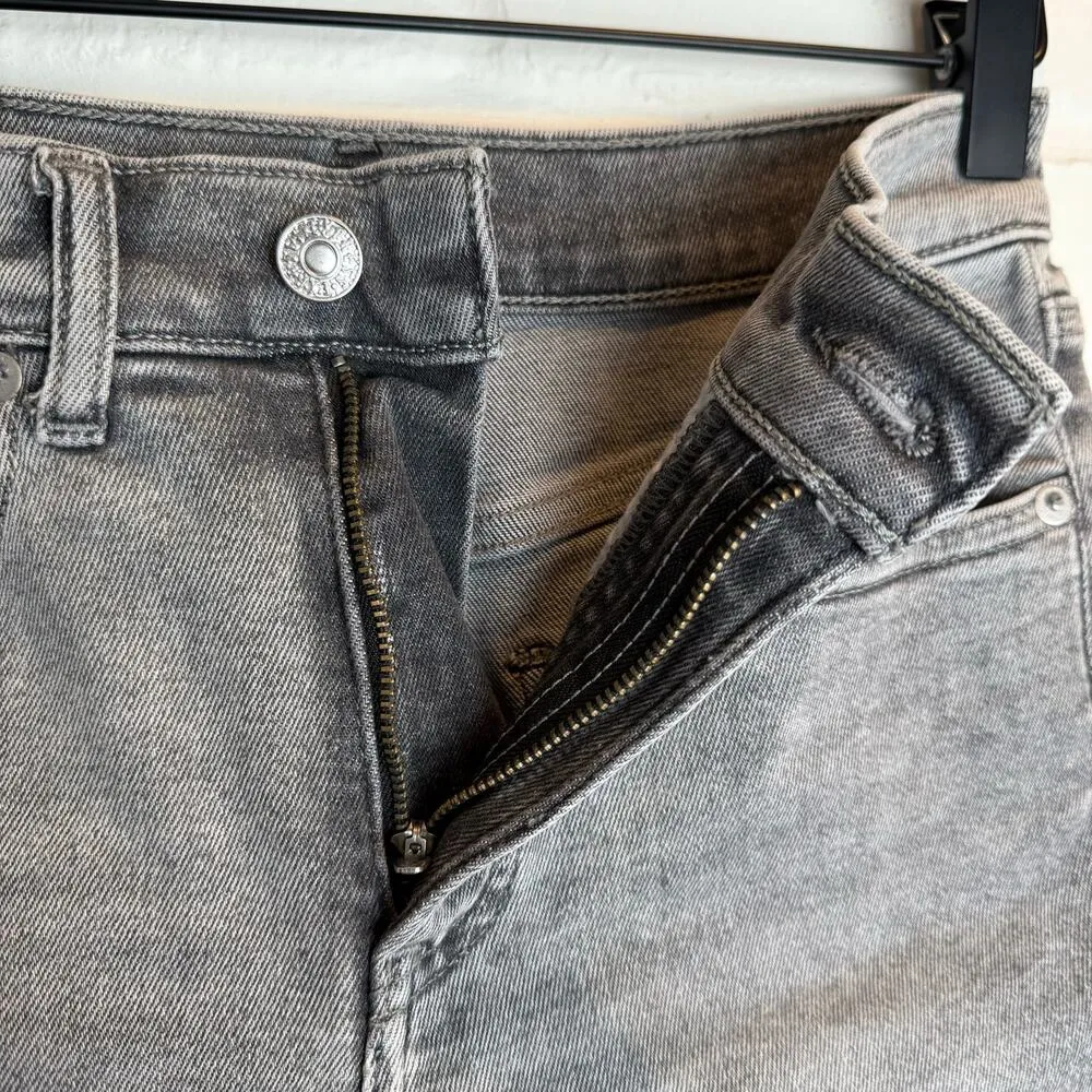 Express Denim Bermuda Shorts Gray Rolled Cuff Raw Hem High Rise Stretch Jean 2R - Image 10