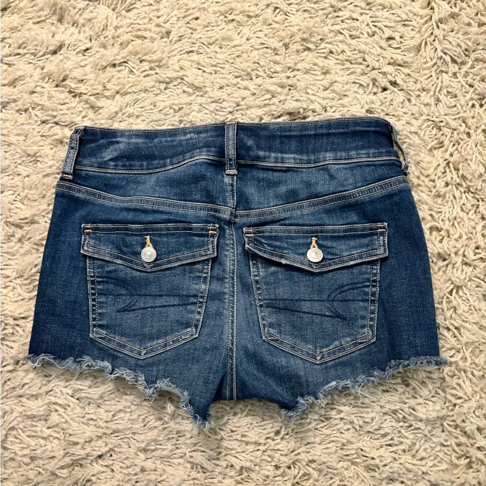 Blue Denim Jeans Cut Off Raw Hem Size 4 - Image 2