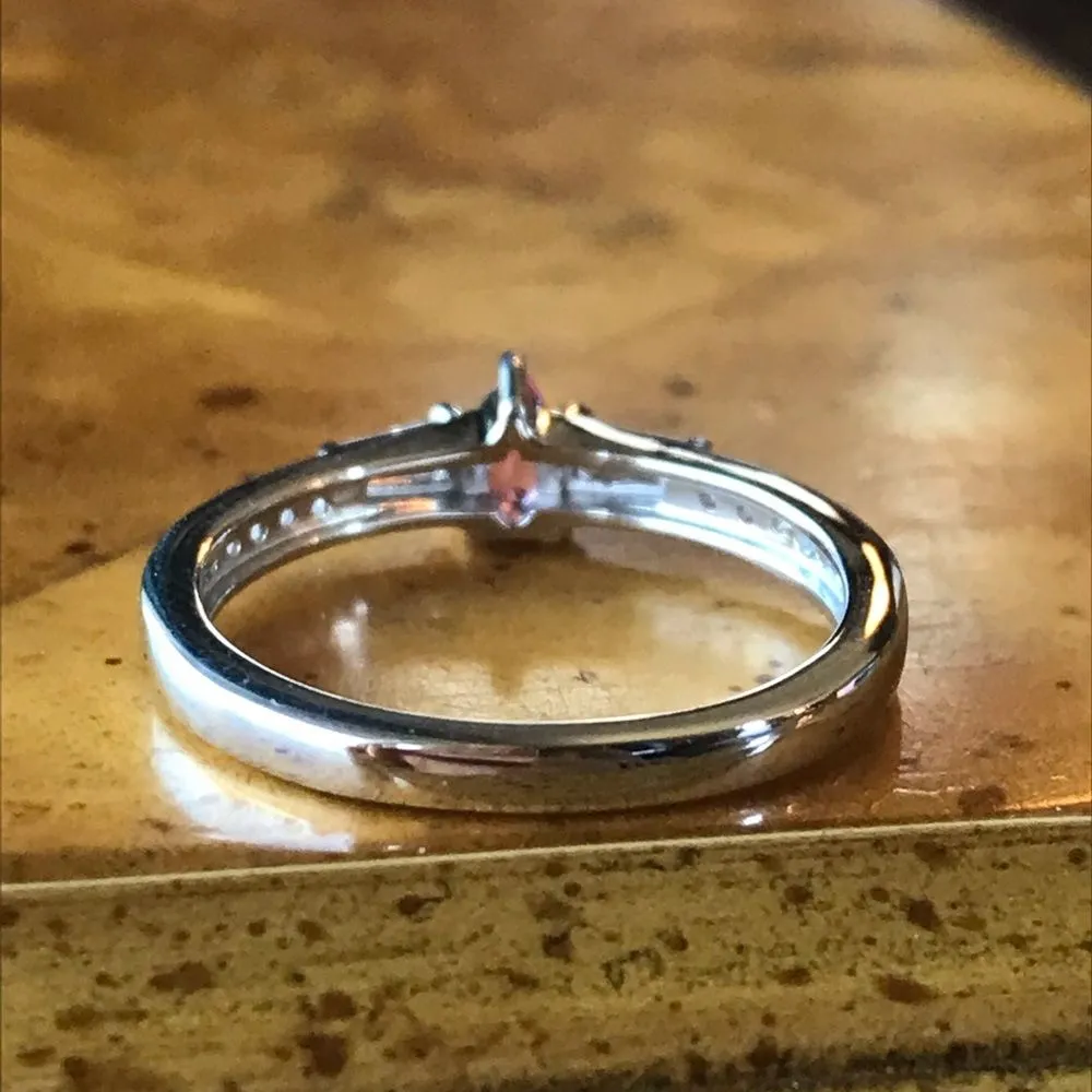 Natural Mahenge Pink Spinel Moissanite Sterling Silver Ring Size 7 - Image 4